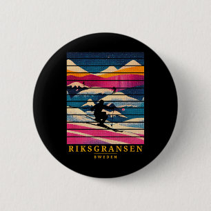 Skiing And Apres Ski - Winter Sports Riksgransen, 6 Cm Round Badge