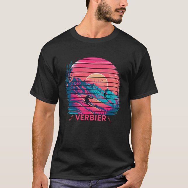 Skiing and Apres Ski  Winter Sports Verbier Switze T-Shirt (Front)