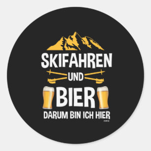 Skiing And Beer Apres Ski Party Costume Winter Spo Classic Round Sticker