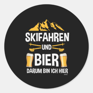 Skiing And Beer Apres Ski Party Costume Winter Spo Classic Round Sticker