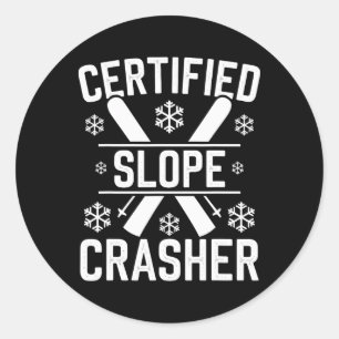 Skiing And Snowboarding Beginner Winter Sports Ent Classic Round Sticker