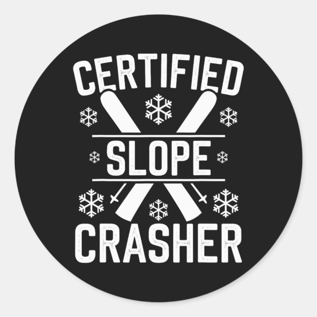 Skiing And Snowboarding Beginner Winter Sports Ent Classic Round Sticker (Front)