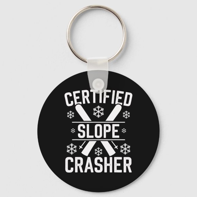 Skiing And Snowboarding Beginner Winter Sports Ent Key Ring (Front)
