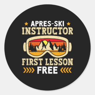 Skiing Apres-ski Instructor First Lesson Free Ski Classic Round Sticker