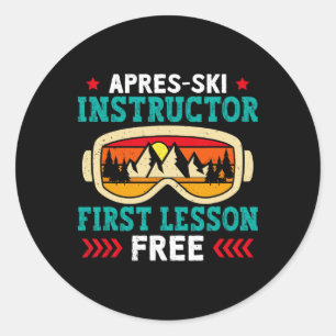 Skiing Apres-ski Instructor First Lesson Free Ski Classic Round Sticker