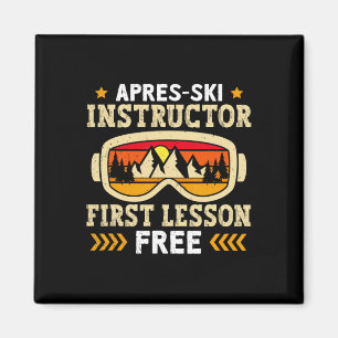 Skiing Apres-ski Instructor First Lesson Free Ski Magnet