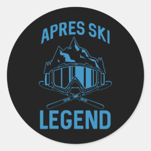 Skiing Apres Ski Lover Legend Winter Skier Classic Round Sticker