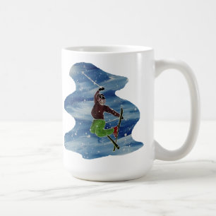 Skiing art mug