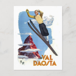 Skiing at Aosta Valley Postcard