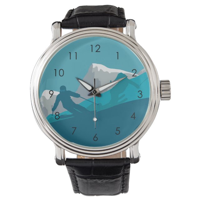 Skiing At Mountains - Skiers   Watch (Front)