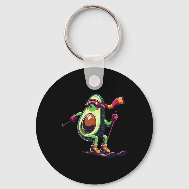 Skiing Avocado With Goggles Winter Alpine Funny  Key Ring (Front)