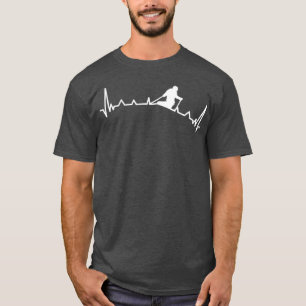 Skiing Backcountry Skier Heartbeat Ski Telemark T-Shirt