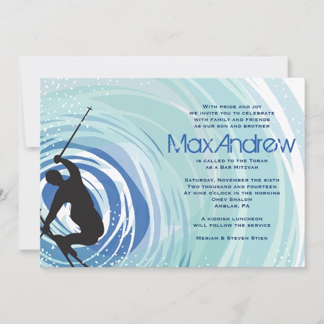 SKIING Bar Bat Mitzvah Invitation (Front)