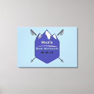 SKIING Bar Bat Mitzvah Memory Sign-In Board Canvas Print