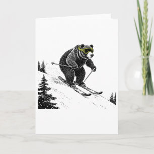 Skiing Bear, Funny Wintersports, Dad Ski Slope, Fu Card