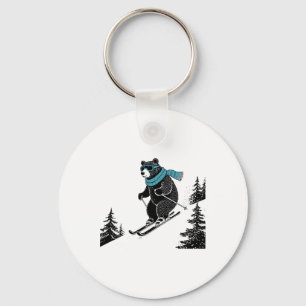 Skiing Bear, Funny Wintersports, Dad Ski Slope, Fu Key Ring