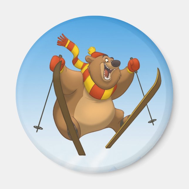 Skiing Bear Magnet (Front)