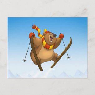 Skiing Bear Postcards