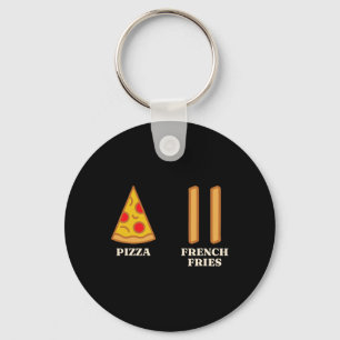 Skiing Beginner Pizza French Fries Ski Instructor  Key Ring