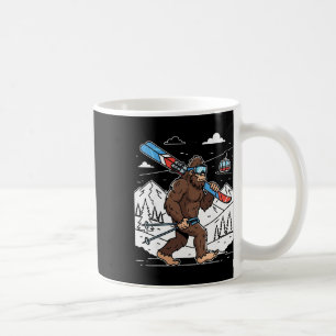 Skiing Bigfoot Funny Sasquatch Skier Snow Mountain Coffee Mug