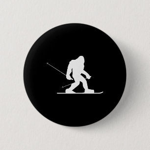 Skiing Bigfoot Shirt, Funny Cute Sasquatch Ski Win 6 Cm Round Badge