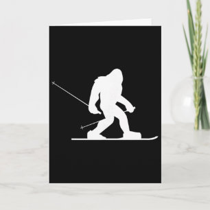 Skiing Bigfoot Shirt, Funny Cute Sasquatch Ski Win Card