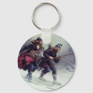 Skiing Birchlegs Crossing the Mountain Key Ring