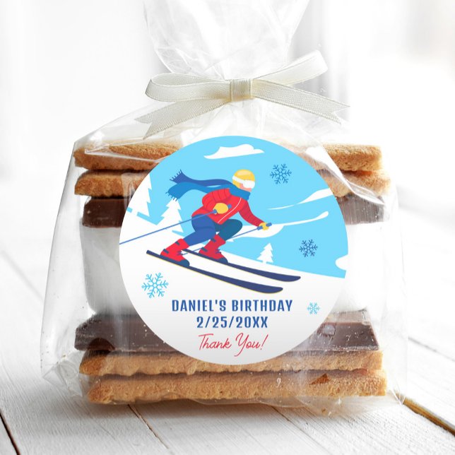 Skiing Birthday Let's Hit the Slopes Stickers (Creator Uploaded)