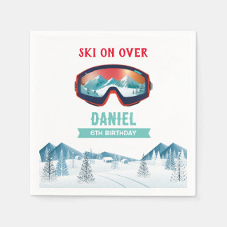 Skiing Birthday Party Slopes Ski Snowboard Napkin