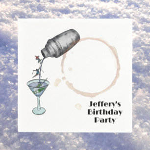 Skiing birthday winter adult birthday napkin