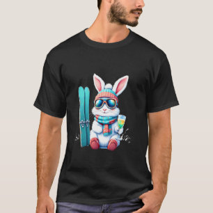 Skiing Bunny with Goggles, Scarf, Hat, and Sparkli T-Shirt