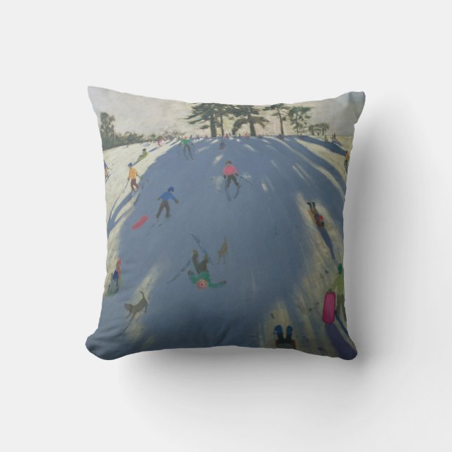 Skiing Calke Abbey Derby Cushion (Front)