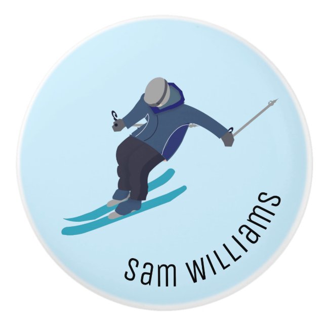 Skiing Ceramic Knob (Front)