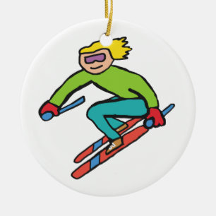 Skiing Ceramic Ornament
