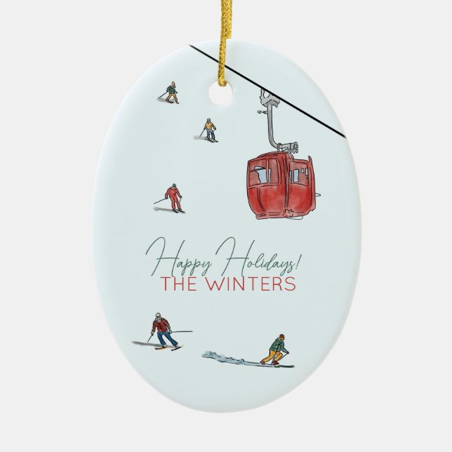 skiing ceramic ornament (Front)