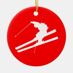 skiing ceramic ornament
