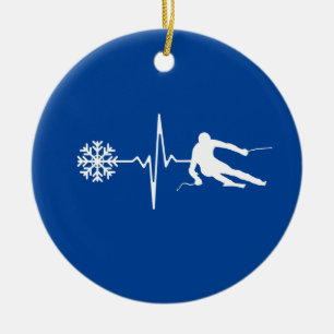 Skiing Ceramic Ornament