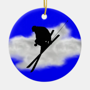 skiing ceramic ornament