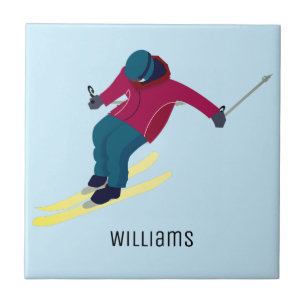Skiing Ceramic Tile