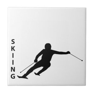 Skiing Ceramic Tile