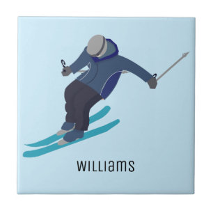 Skiing Ceramic Tile