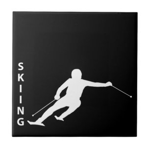 Skiing Ceramic Tile