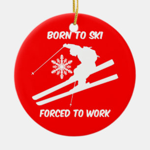 skiing ceramic tree decoration