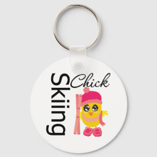 Skiing Chick Key Ring