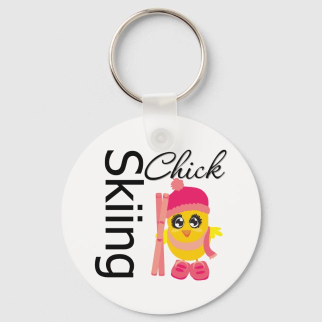 Skiing Chick Key Ring (Front)