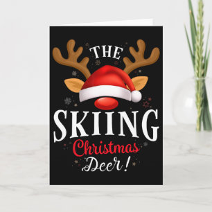 Skiing Christmas Deer Pjs Xmas Family Matching Card