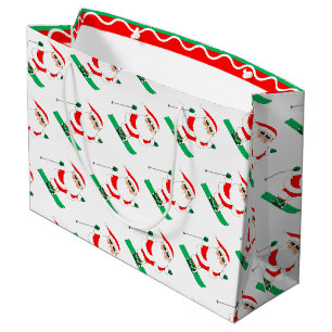 Skiing Christmas Holiday Large Gift Bag