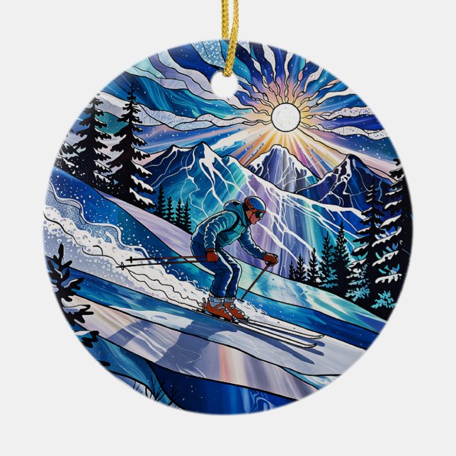 Skiing Christmas Ornament (Front)