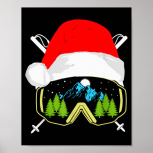 Skiing Christmas Santa Apparel For Men Kids Snowbo Poster