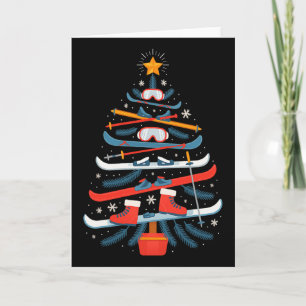 Skiing Christmas Tree - Cool Ski Xmas Pajama Card